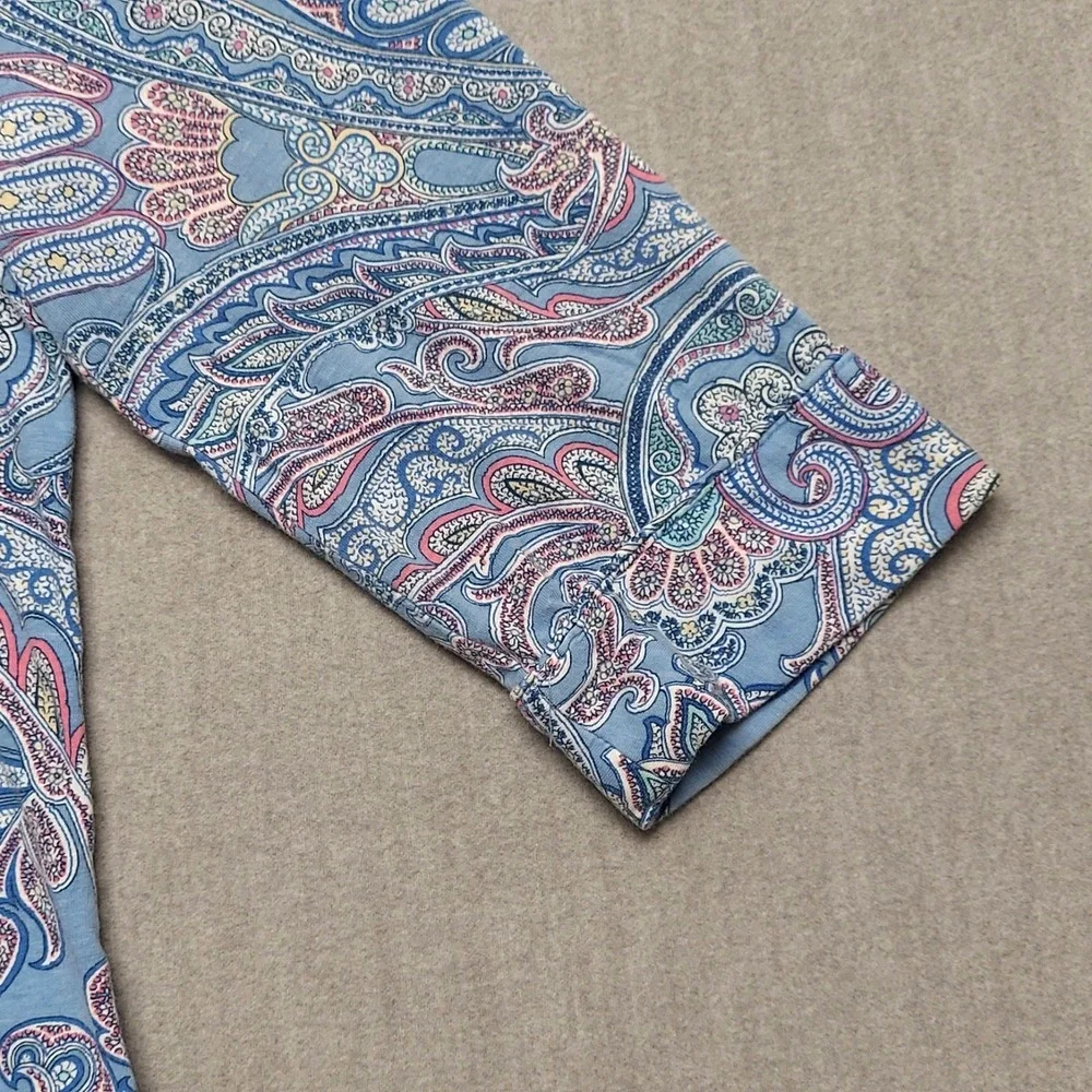 Lauren Ralph Lauren Women PM Blue Paisley‎ Pajama Top Button Classic Sleepwear